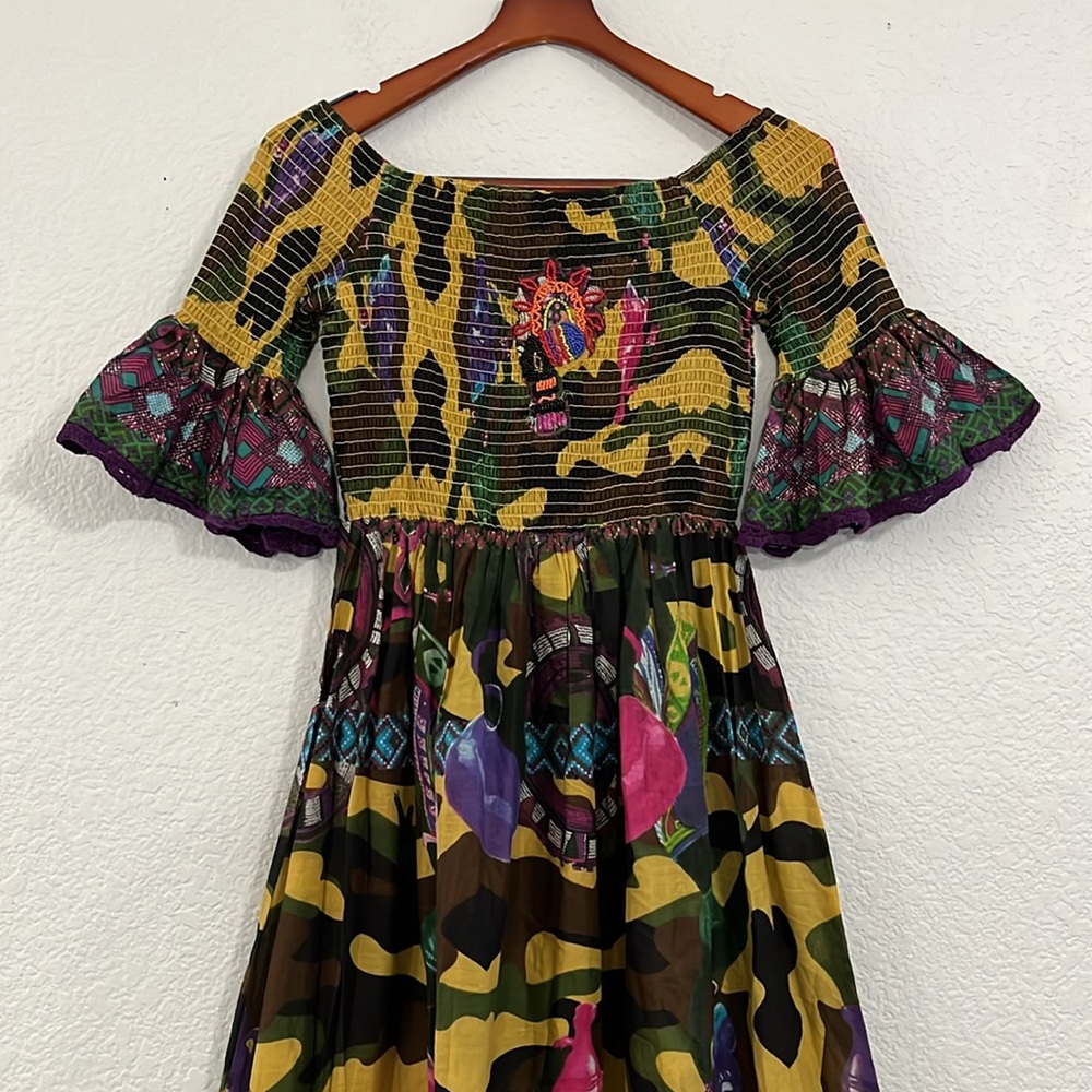 Antica Sartoria Italian Boho Camo African Folk Art Maxi Dress - Picture 7 of 17